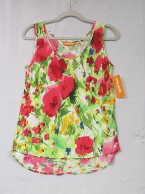 NWT Jams World Womens Hawaiian Tank Top Bright Floral "Morning Glory" Size S